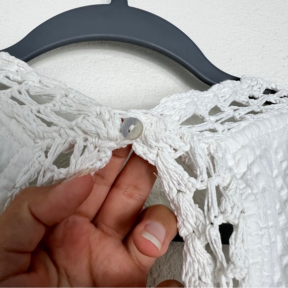 Free People Megan Crochet Top Open Back SZ S IVORY white Boho Cottage Coastal‎ - Picture 9 of 15